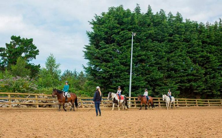 Clase-de-doma-campamento-de-equitación-horseball-Airlinguee-en-Irlanda.