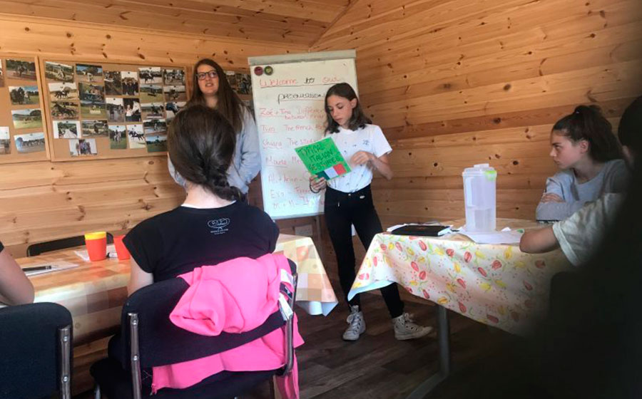 Students doing English classes at equestrian camp Ireland